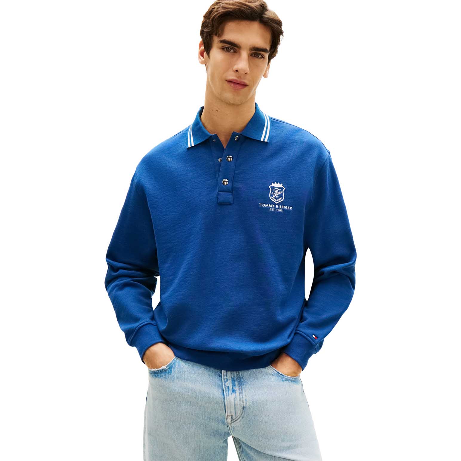 Tommy Hilfiger Tipped Collar Relaxed Rugby Sweatshirt